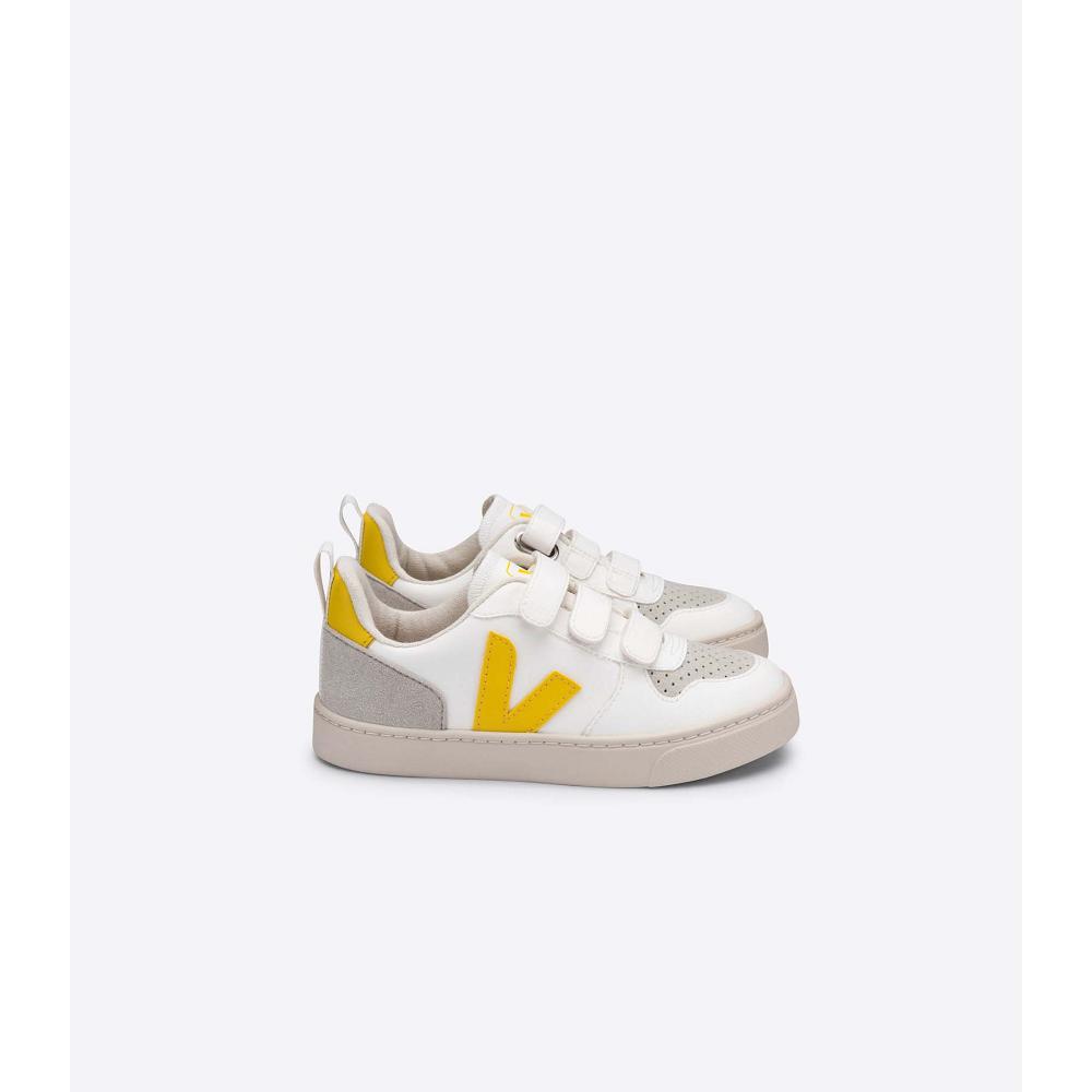 Kids\' Veja V-10 CWL Shoes White/Gold | SG 787YXF